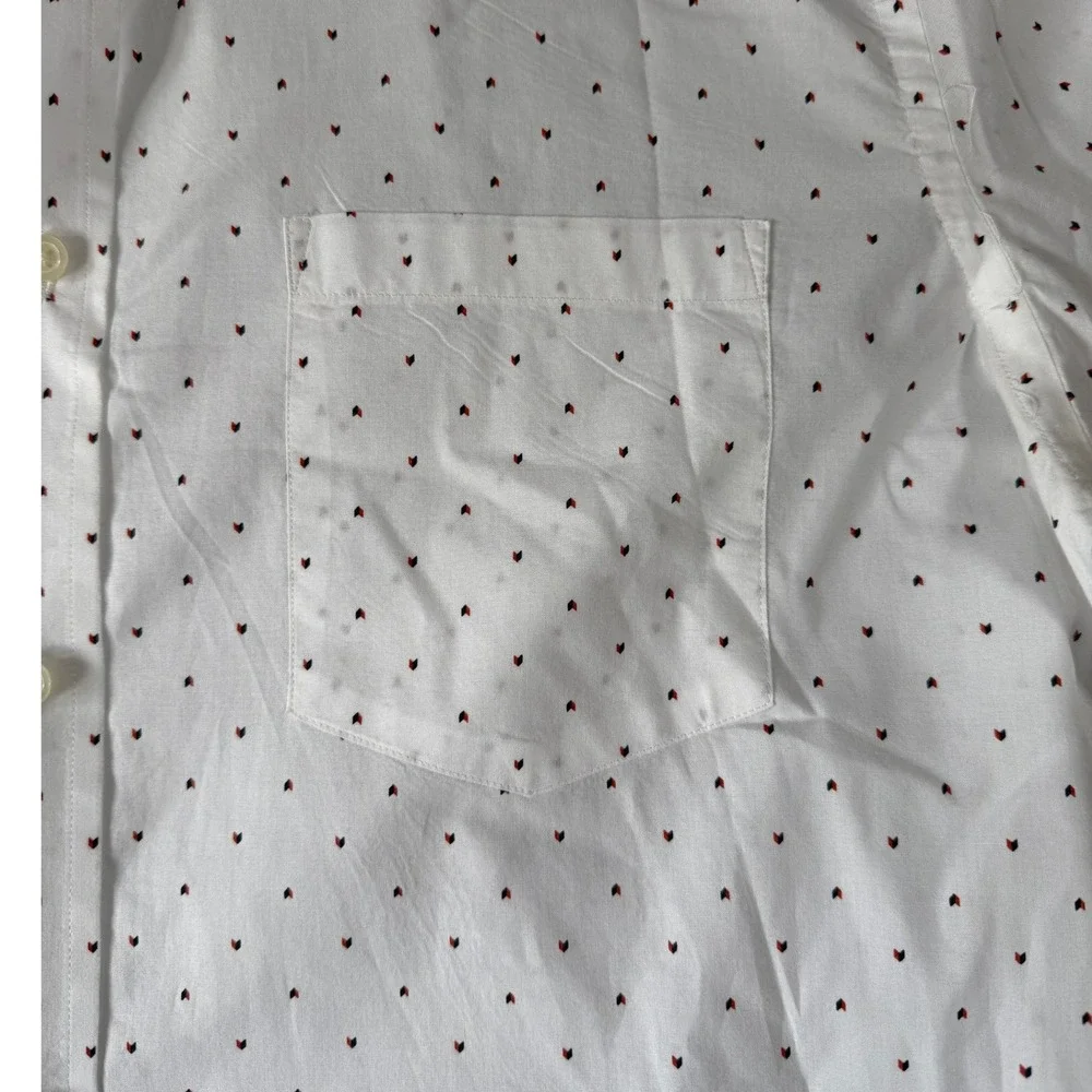 Banana‎ Republic Mens Soft Wash Standard Fit Button Down Shirt Red Dot L